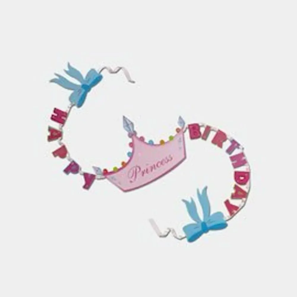 Dept 56 Glitterville Happy Birthday Princess Paper Banner Garland in Package
